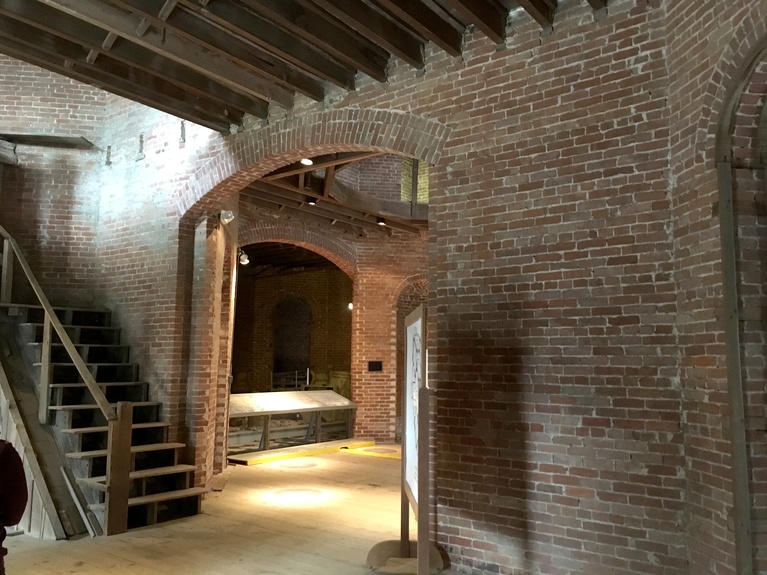 View of Temporary Staircase in Foyer at Longwood