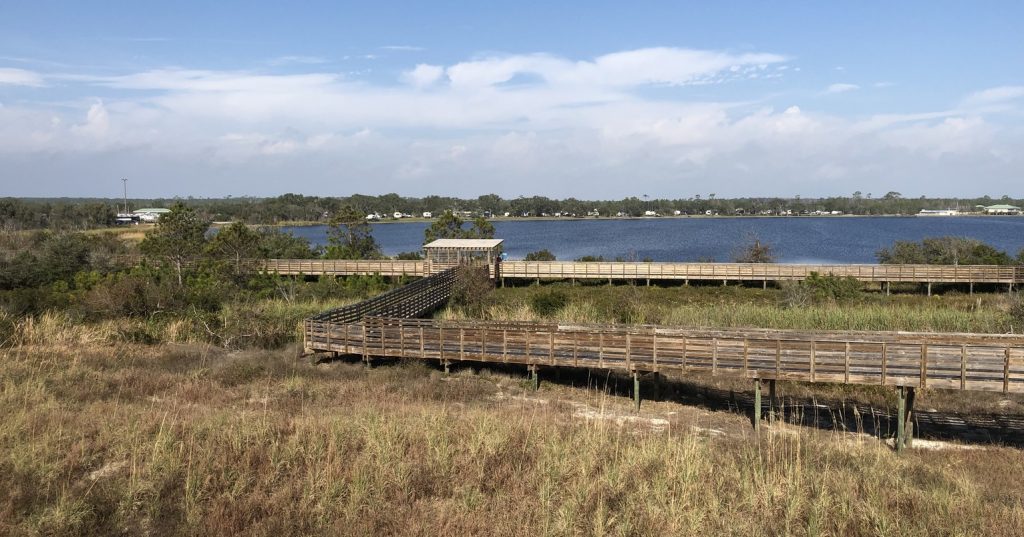 Beach Mouse Bypass Boardwalk With Campground Across The Lake